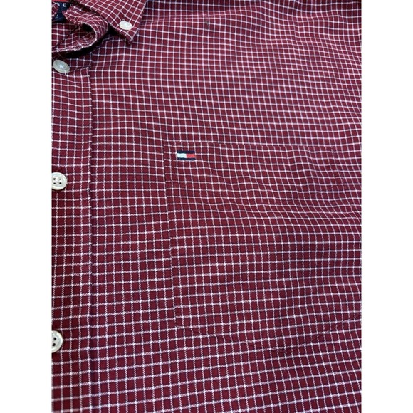 Tommy Hilfiger Small Squares Check Shirt Mens Size XL Red Gingham 100% Cotton - Picture 4 of 9